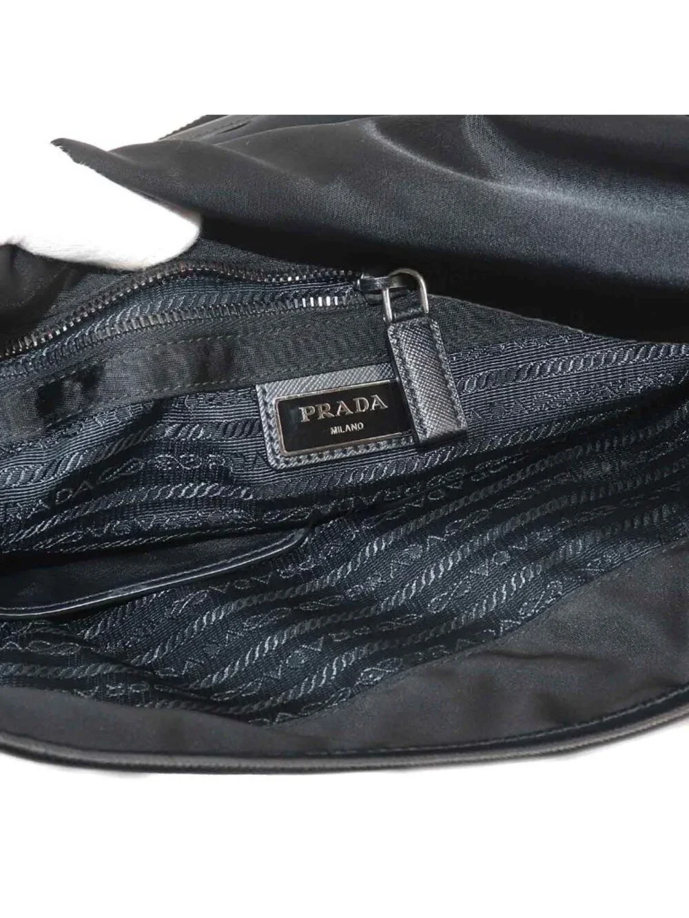 Prada Messenger Shoulder Bag Nylon Saffiano Leather Nero Black